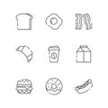 Breakfast and fastfood outline icons