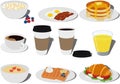 Breakfast food and drink types collection vector illustration