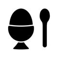 Breakfast food icon. Soft boiled egg in eggshell in egg holder