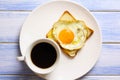 Breakfast fried egg and bread placed on the table Royalty Free Stock Photo