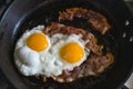 Breakfast with fried eggs and bacon closeup Royalty Free Stock Photo