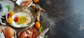 Breakfast with fried eggs and bacon - Continental breakfast Royalty Free Stock Photo