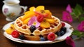 breakfast fruit waffle food