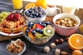 Breakfast with fruits, berries, granola. Royalty Free Stock Photo