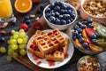 Breakfast with fruits, berries, granola. Royalty Free Stock Photo