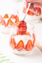 Breakfast of Greek Yogurt Glass with chia and strawberries
