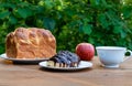 Breakfast at a green teak forest background Royalty Free Stock Photo