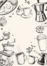 Breakfast Hand Drawn Set Vector illustration Royalty Free Stock Photo