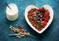 Breakfast with homemade granola, berries and yogur Royalty Free Stock Photo