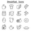 Breakfast icon set in thin line style