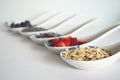 Breakfast ingredients on a spoon Royalty Free Stock Photo