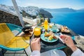 Breakfast in luxurious resort in Santorini