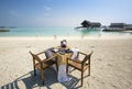 Breakfast at Maldives setup on the beach