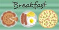 Breakfast menu pie and pizza vector illustration