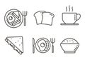 Breakfast menu vector illustration. Breakfast icon set with outline design Royalty Free Stock Photo