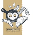 Breakfast Menu, Vector Sketch Illustration For Yuor Morning Menu Royalty Free Stock Photo