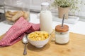 Breakfast with milk and cereals Royalty Free Stock Photo