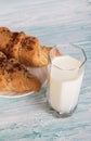 Breakfast with milk and croissants Royalty Free Stock Photo