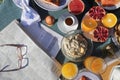 Breakfast morning buffet brunch with food and drinks Royalty Free Stock Photo