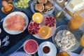 Breakfast morning buffet brunch with food and drinks Royalty Free Stock Photo