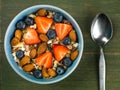 Breakfast Muesli Cereals With Strawberries and Blueberries Fruit Royalty Free Stock Photo