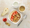 Breakfast with muesli, strawberry and banana Royalty Free Stock Photo