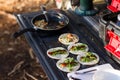 Breakfast Omlette Wraps on Car Tailgate