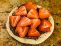 Breakfast Pancake With Fresh Sliced Strawberries and Chocolate Spread Royalty Free Stock Photo