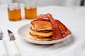 Breakfast Pancakes and Bacon with Honey Royalty Free Stock Photo