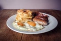 Breakfast with pancakes and bacon Royalty Free Stock Photo