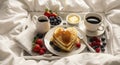 Breakfast pancakes with coffee and berries Royalty Free Stock Photo