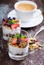 Breakfast parfait with homemade granola Royalty Free Stock Photo