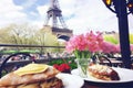Breakfast in Paris. Summer Cafe in Paris. Gentle, Romantic Cityscape. Generative Ai