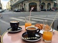 Breakfast in paris and watching the life go by Royalty Free Stock Photo