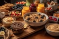 Breakfast with Peanut butter spread tasty dishes, such as peanut butter smoothies, peanut butter and fruit-topped pancakes and