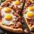 Breakfast Pizza with Bacon and Egg Royalty Free Stock Photo