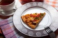 Breakfast pizza and tea Royalty Free Stock Photo