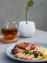 Breakfast platter with a cup of signature coffee Royalty Free Stock Photo