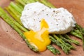 Breakfast: poached egg, baked asparagus Royalty Free Stock Photo