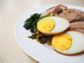 Breakfast of pork leg with stewed egg Royalty Free Stock Photo
