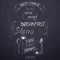 Breakfast on the restaurant menu chalkboard Royalty Free Stock Photo