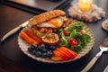 breakfast sandwich Avocado Fried Eggs with Bacon Royalty Free Stock Photo