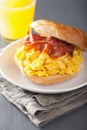 Breakfast sandwich on bagel with egg bacon cheese Royalty Free Stock Photo