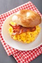 Breakfast sandwich on bagel with egg bacon cheese Royalty Free Stock Photo