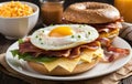 Delicious Breakfast Bagel Sandwich Royalty Free Stock Photo
