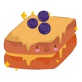 Breakfast sandwich with grapes cute food fresh cartoon on white background