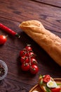 Breakfast sandwich with homemade paste, vegetables and fresh greens, shallow depth of field Royalty Free Stock Photo