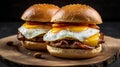 breakfast sandwiches with eggs, cheese, and ham Royalty Free Stock Photo