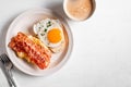 Breakfast sandwiches with fried egg, bacon and scrumble Royalty Free Stock Photo