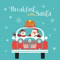 Breakfast with Santa Fancy Holiday vector poster